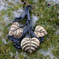 SLAV LINDEN LEAF, pendant, silver 925, 10 g gold-plated