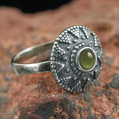 SLAVIC RING with MOLDAVITE, silver