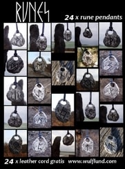 RUNES, Wholesale Lot of 24 pcs with leather cords