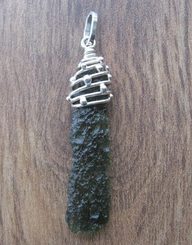 ORBITUS, raw moldavite pendant, sterling silver