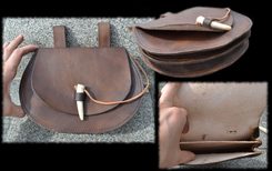 LARGE LEATHER BAG with antler