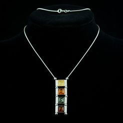 WIOLA, amber, necklace, sterling silver