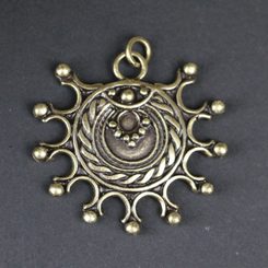 DEVANA, Slavic solar pendant, zinc, antique brass