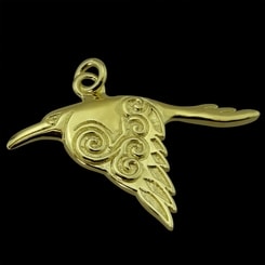 CORVUS Celtic Crow Pendant, 14k gold