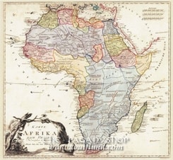AFRICA 1795, historical map, replica