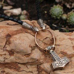 THOR's HAMMER Leather Bolo, bronze