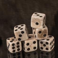 GAMING DICE, bone, 1 piece