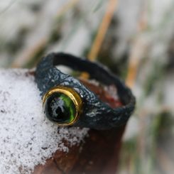 KRUMLOV, bague de luxe en argent avec Moldavite tchèque