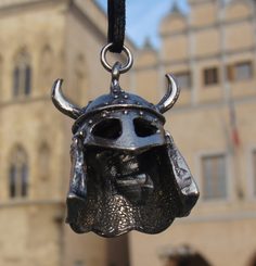 VIKING MASK HELMET, pendant, pewter