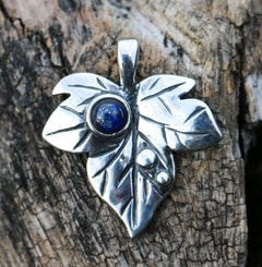 Efeu Blatt, Silber Anhänger Lapis