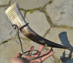 FISHBONE, CARVED SLAVIC DRINKING HORN