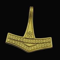 THOR'S HAMMER, ROMERSDAL, Denmark, replika pendant, 14K gold