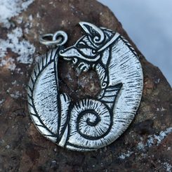Renard celtique, pendentif zinc