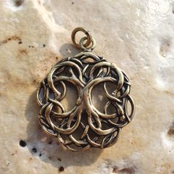 CELTIC TREE OF LIFE, knotted, zinc pendant, antique brass