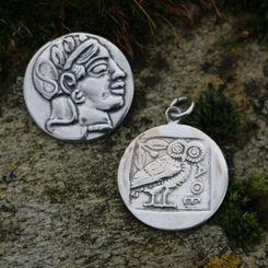 Tétradrachme athénien, pendentif, argent, reproduction