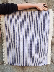 SMALL WOOLLEN THROW, Blue Stripes