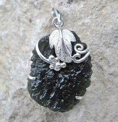 VINIUM, raw moldavite pendant, sterling silver