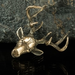 DEER head, pendant, bronze