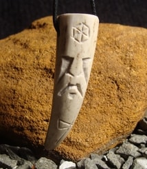 PERUN, carved deer antler talisman