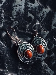 FLANN, sterling silver earrings with jasper