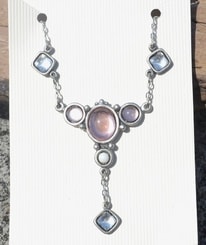 CLAUDIA, necklace, purple and blue glass