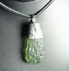 ELECTRA, luxury silver jewel with Czech Moldavite, pendant Ag 925