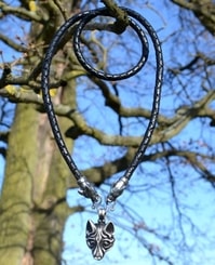 VIKING WOLF NECKLACE, tin, braided cord