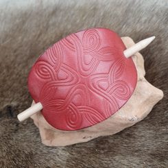 ERIN, leather hair clip, red