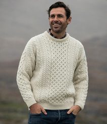 Pull Aran Traditionnel Irlande Blanc