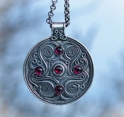 BATTERSEA, luxury Brythonic jewel inspired by the find, gemstones, pendant, silver 925, 11 g
