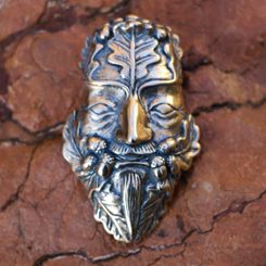 Oak Green Man, bronze pendant