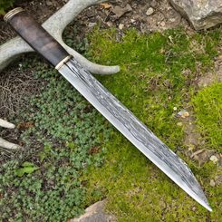 NJÖRD, Viking Seax, couteau en acier damassé