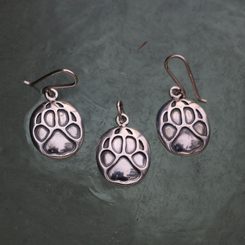 STOP AU LOUPS, boucles d'oreilles et pendentif - set, argent 925