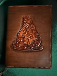 LEATHER BOOK CASE, viking motive