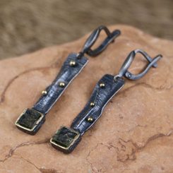 Negev - EARRINGS - Moldavite, silver