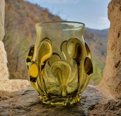 MEDIEVAL GOBLET - BOHEMIA, green forest glass