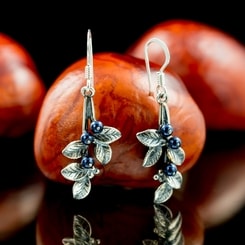 Myrtilles, boucles d'oreilles en argent