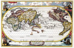 THE WORLD FOL C, historical map, replica