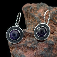 SALLY, Earrings, Amethyst, Silver