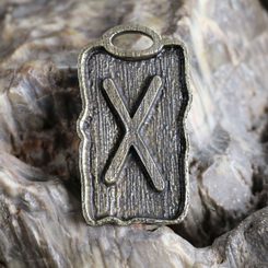 Gebo - rune amulet zinc old brass