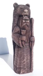 VELES, Slavic God, carved Wooden Figurine