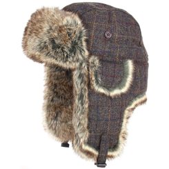 Wool Blend Trapper Hat Brown Check