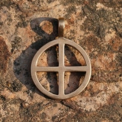 SUN SYMBOL V, bronze pendant