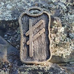 FEHU - Futhark, zinc pendant antique brass