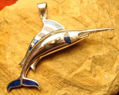 MARLIN, massive silver pendant with paua shell, 10 g