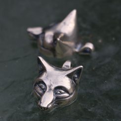 Celtic Fox, head, pendant, sterling silver