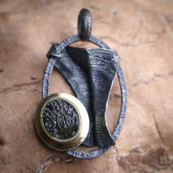 TETHA silver pendant with MOLDAVITE, gold plated