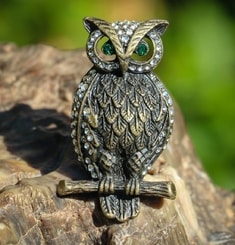 EAGLE - OWL, Bubo bubo, costume brooch