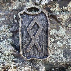 OTHILA - Futhark, rune pendant, zinc antique brass