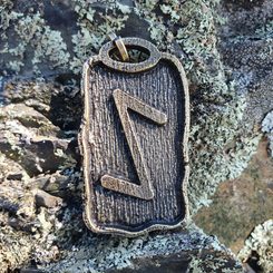 IHWAZ - Rune Pendant, antique brass